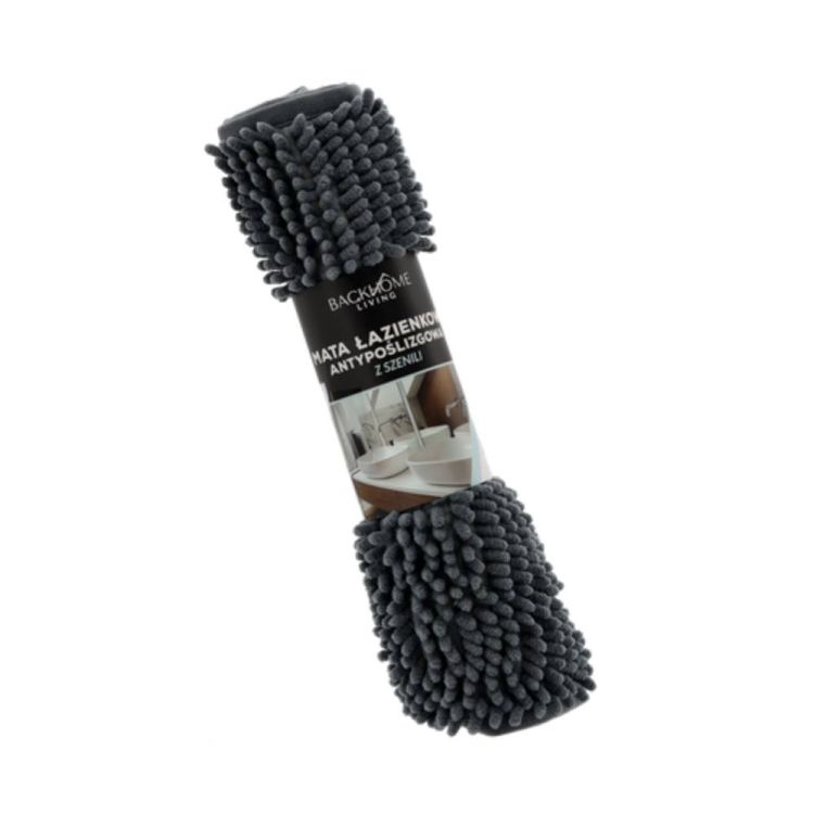 Mata łazienkowa Backhome 40x60 cm szara z mikrofibry szenilowej antypoślizgowa prostokątna – zdjęcie 1