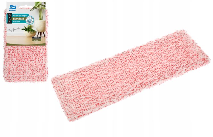 Wkład do mopa płaskiego Puro Standard mikrofibra biało-czerwony melanż – zdjęcie 1