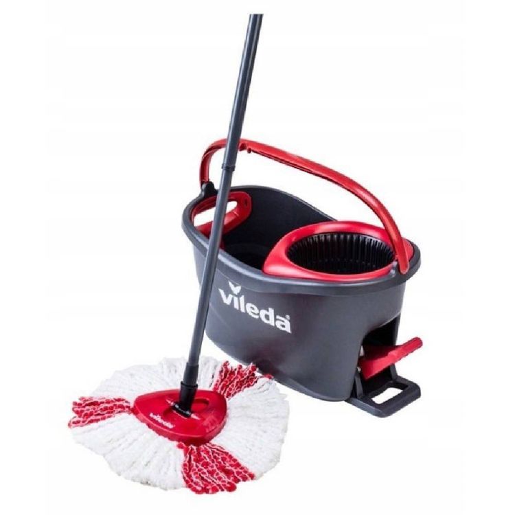 Mop obrotowy Vileda Turbo zestaw z wiadrem i kijem teleskopowym 130cm 1wkład – zdjęcie 1