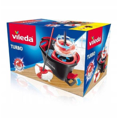 Mop obrotowy Vileda Turbo zestaw z wiadrem i kijem teleskopowym 130cm 1wkład – zdjęcie 2