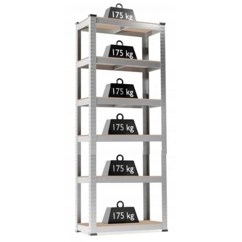 Regał metalowy 6-poziomowy 200x90x40cm stalowy 175kg do garażu piwnicy biura – zdjęcie 2