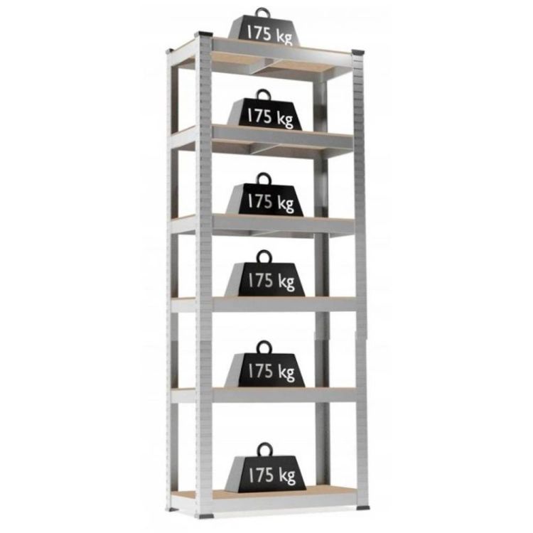 Regał metalowy 6-poziomowy 200x90x40cm stalowy 175kg do garażu piwnicy biura – zdjęcie 2