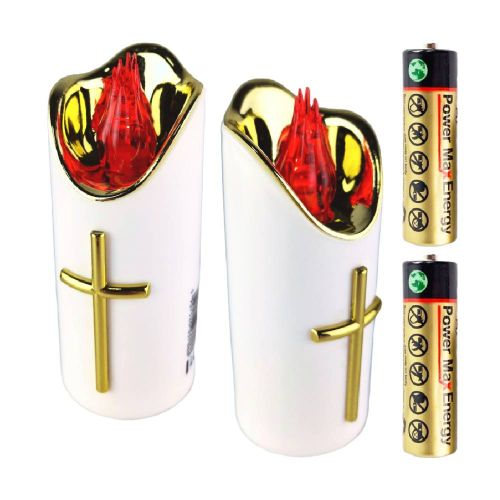 Świeca LED RICO 12,5 cm biała z czerwonym płomieniem na baterie IP20 do latarenek – zdjęcie 1