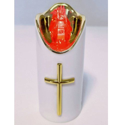 Świeca LED RICO 12,5 cm biała z czerwonym płomieniem na baterie IP20 do latarenek – zdjęcie 2