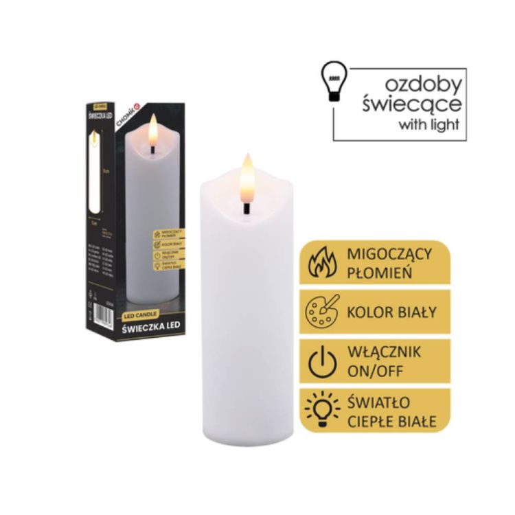 Świeca LED 5x15 cm plastikowa z migoczącym płomieniem w ciepłej bieli – zdjęcie 2