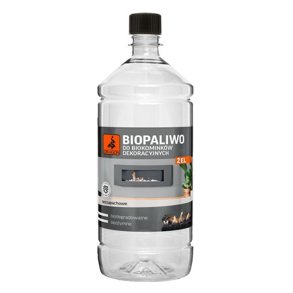 Biopaliwo żelowe Dragon 1L bezzapachowe do biokominków dekoracyjnych na bazie alkoholu roślinnego – zdjęcie 1