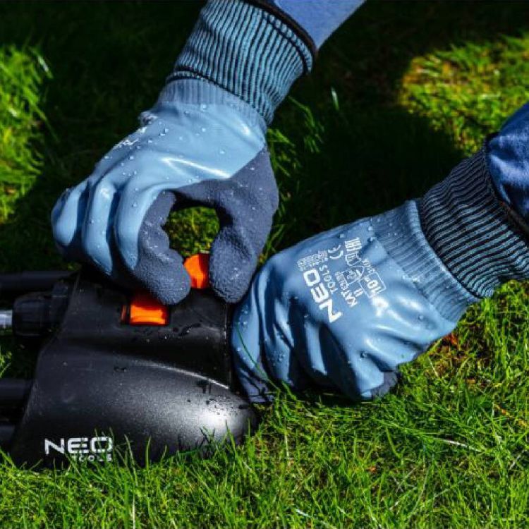 Rękawice robocze NEO Tools 97-643-10 poliester lateksowe 2-warstwowe 3141X rozmiar 10 – zdjęcie 4