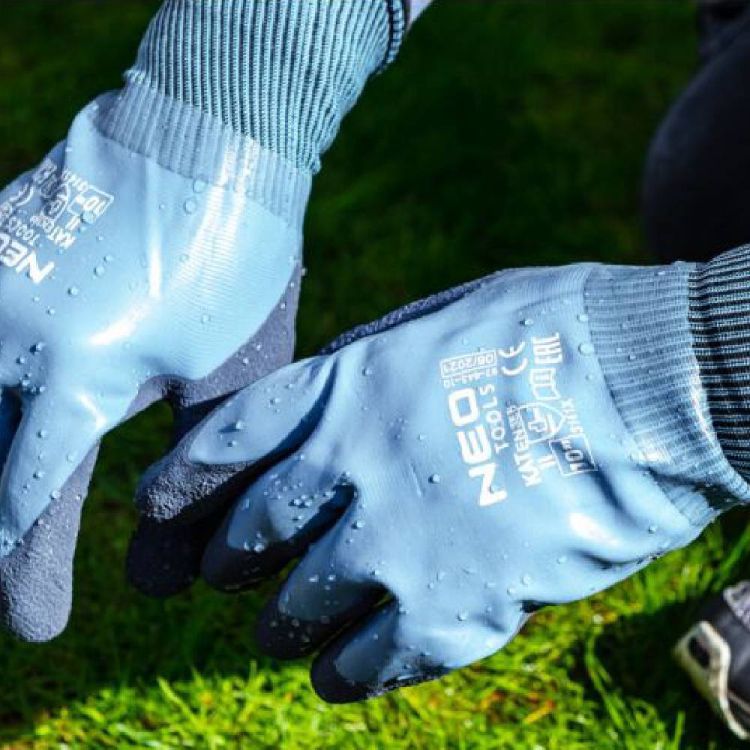 Rękawice robocze NEO Tools 97-643-10 poliester lateksowe 2-warstwowe 3141X rozmiar 10 – zdjęcie 5