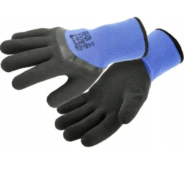 Rękawice ocieplane robocze Hoegert HT5K768 Zicher poliester lateksowe niebieskie 2232X rozmiar uniwersalny – zdjęcie 2