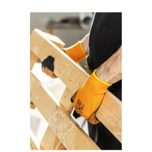 Rękawice robocze ocieplane LYCK 10 pomarańczowe powlekane lateksem poliesterowe ochronne – zdjęcie 2