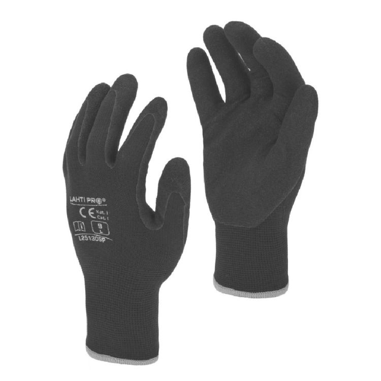 Rękawice robocze zimowe Lahti Pro L2513 ocieplane czarne nitrylowe odporne na oleje roz.11 – zdjęcie 1