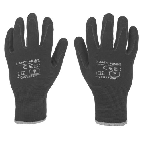Rękawice robocze zimowe Lahti Pro L2513 ocieplane czarne nitrylowe odporne na oleje roz.11 – zdjęcie 2