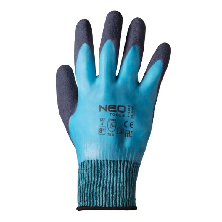 Rękawice robocze NEO Tools 97-643-9 poliester lateksowe 2-warstwowe 3141X rozmiar 9 – zdjęcie 2