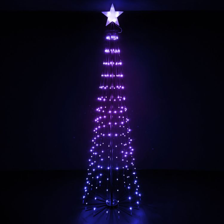 Choinka LED 180 cm RGB 250 diod metalowy stelaż pilot aplikacja muzyka – zdjęcie 3