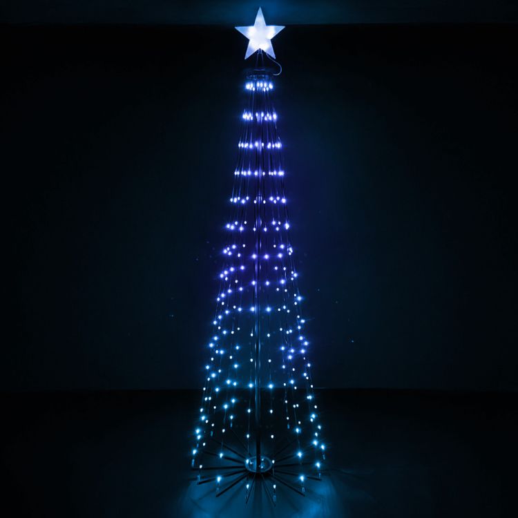 Choinka LED 180 cm RGB 250 diod metalowy stelaż pilot aplikacja muzyka – zdjęcie 4