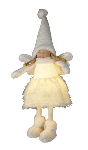 Aniołek stojący dziewczynka LED 69cm biały z oświetleniem dekoracyjnym do wnętrz – zdjęcie 2