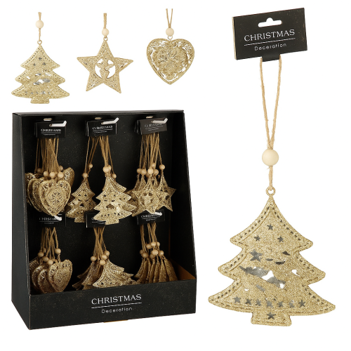 Zawieszka świąteczna szampańska Koopman dekoracja wisząca brokatowa – zdjęcie 1