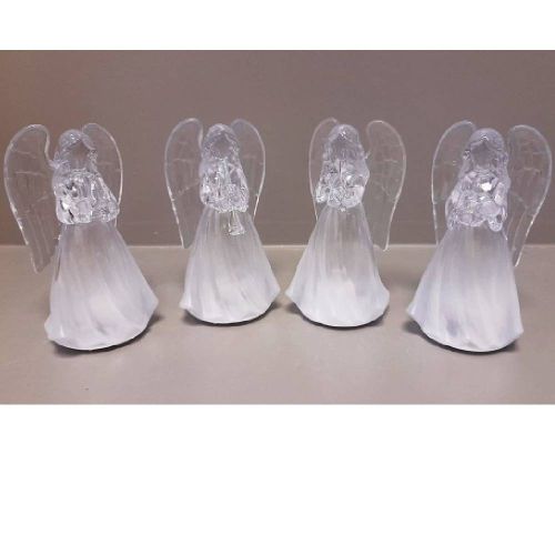 Anioł akrylowy świecący LED 11 cm dekoracja świąteczna przezroczysta 4 wzory do wnętrz – zdjęcie 2