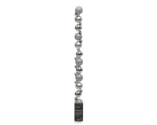 Bombki styropianowe srebrne 3 cm zestaw 14 sztuk błyszczące matowe i brokatowe mix świąteczny – zdjęcie 1