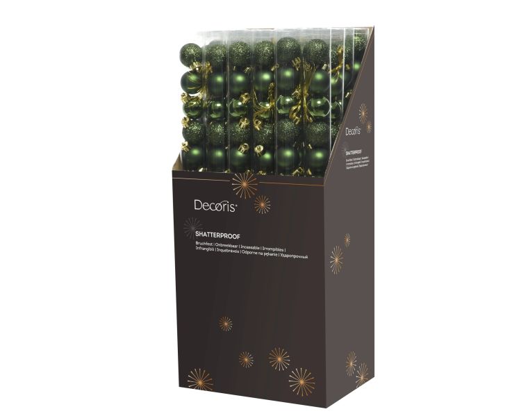 Bombki styropianowe 3 cm sosnowo-zielone błyszczące matowe brokatowe nietłukące z drucikiem złotym – zdjęcie 3