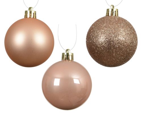 Bombki choinkowe polistyrenowe mix perła brzoskwiniowa 6 cm 10 szt. w transboxie – zdjęcie 2