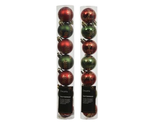 Bombki styropianowe mieszane błyszczące i matowe czerwone świąteczne 4×27,3 cm zestaw 7 sztuk w rurce – zdjęcie 2