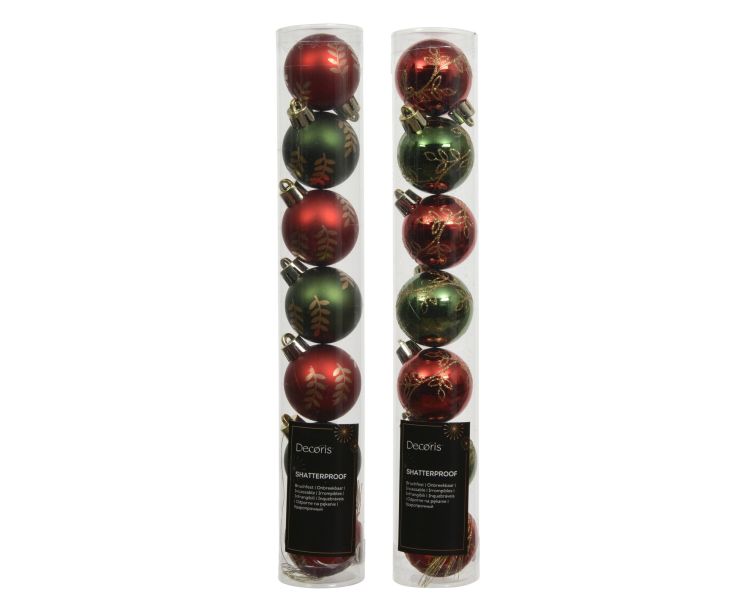 Bombki styropianowe mieszane błyszczące i matowe czerwone świąteczne 4×27,3 cm zestaw 7 sztuk w rurce – zdjęcie 2