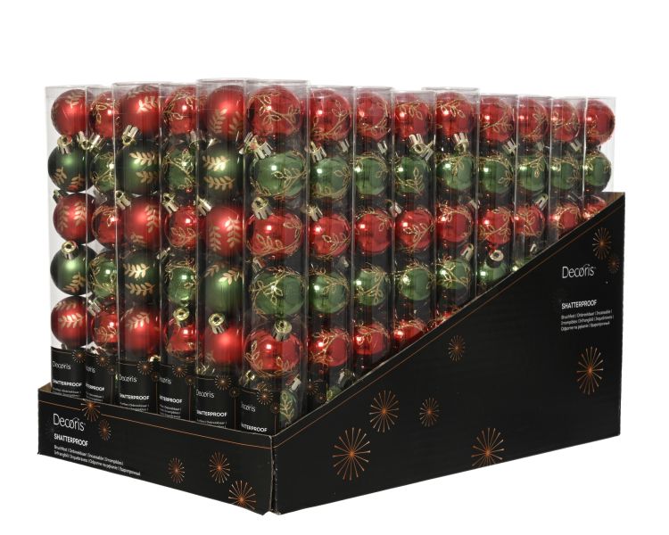 Bombki styropianowe mieszane błyszczące i matowe czerwone świąteczne 4×27,3 cm zestaw 7 sztuk w rurce – zdjęcie 3