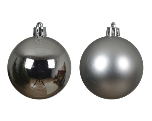 Bombki choinkowe plastikowe srebrne ozdobne okrągłe 4cm 16 szt – zdjęcie 1