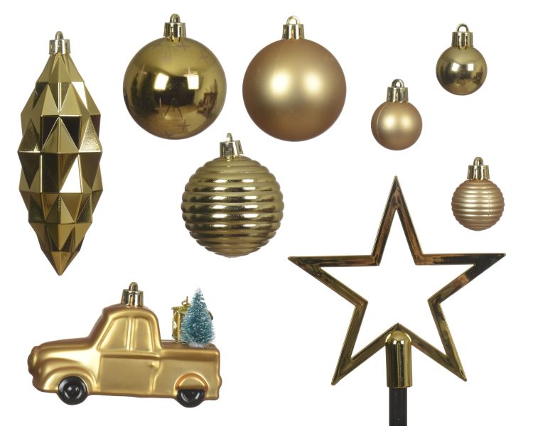 Zestaw bombki choinkowe mix różne kształty nietłukące 67el. – zdjęcie 1