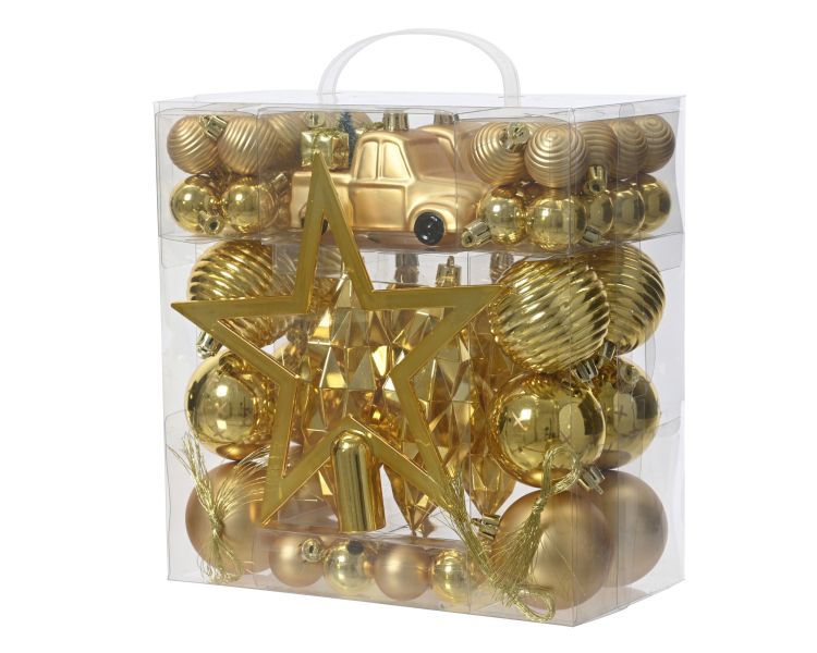 Zestaw bombki choinkowe mix różne kształty nietłukące 67el. – zdjęcie 3