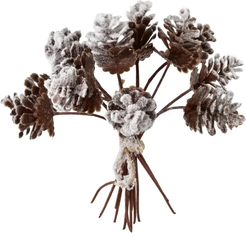 Szyszki ośnieżone 17cm JUCCA pęczek dekoracyjny zimowy – zdjęcie 1