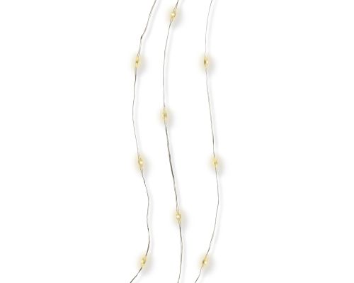 Girlanda świetlna mikro LED 295 cm 60 diod srebrny przewód ciepła biel na baterie do wnętrz – zdjęcie 1