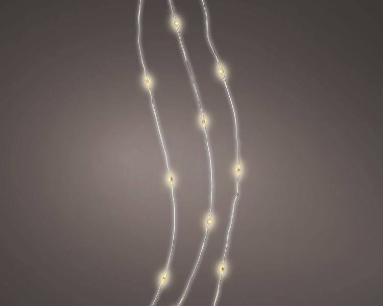 Girlanda świetlna mikro LED 295 cm 60 diod srebrny przewód ciepła biel na baterie do wnętrz – zdjęcie 3
