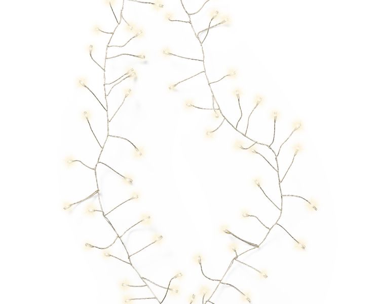 Girlanda świetlna mikro LED 120 cm 100 diod srebrny przewód ciepła biel na baterie do wnętrz – zdjęcie 4