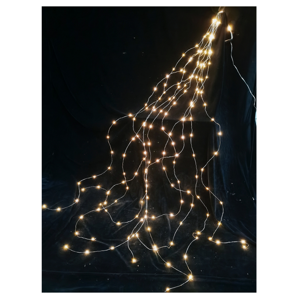 Girlanda świetlna LED druciki 10×2 m 200 diod ciepła biel srebrny przewód IP44 8-funkcyjna z timerem – zdjęcie 2