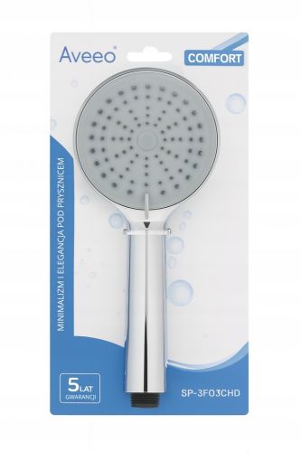 Słuchawka prysznicowa Aveeo 3-funkcyjna chromowana anti-calc z przyłączem G1/2 – zdjęcie 1