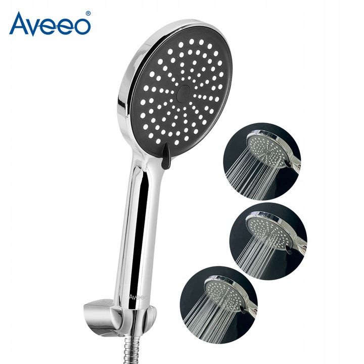 Słuchawka prysznicowa Aveeo  3-funkcyjna chromowana anti-calc z przyłączem G1/2 – zdjęcie 2