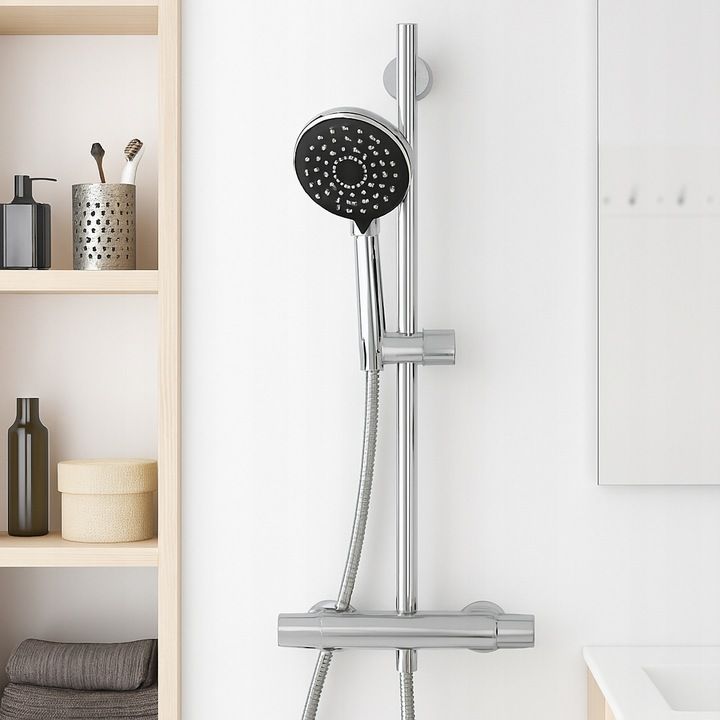 Słuchawka prysznicowa Aveeo  3-funkcyjna chromowana anti-calc z przyłączem G1/2 – zdjęcie 5