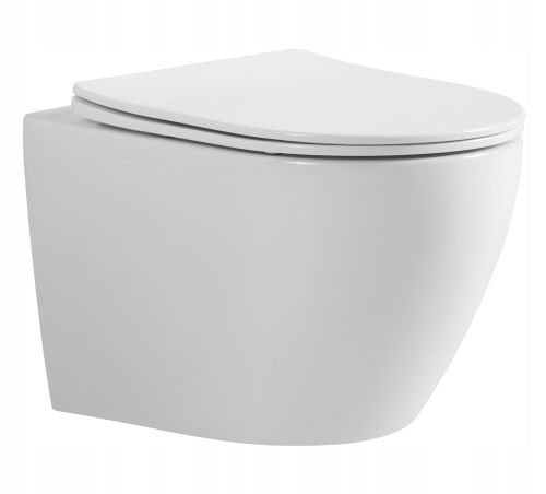 Miska WC wisząca Aveeo Berg 49cm bezkołnierzowa z deską wolnoopadającą biała – zdjęcie 1