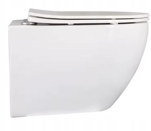 Miska WC wisząca Aveeo Berg 49cm bezkołnierzowa z deską wolnoopadającą biała – zdjęcie 2