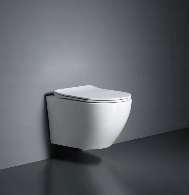 Miska WC wisząca Aveeo Berg 49cm bezkołnierzowa z deską wolnoopadającą biała – zdjęcie 3