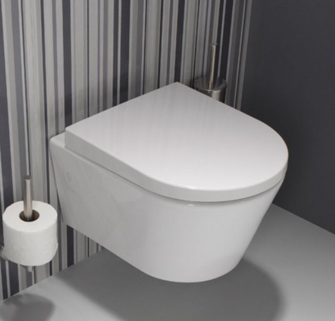 Miska WC wisząca Aveeo Boden II bezkołnierzowa z deską wolnoopadającą biała – zdjęcie 4