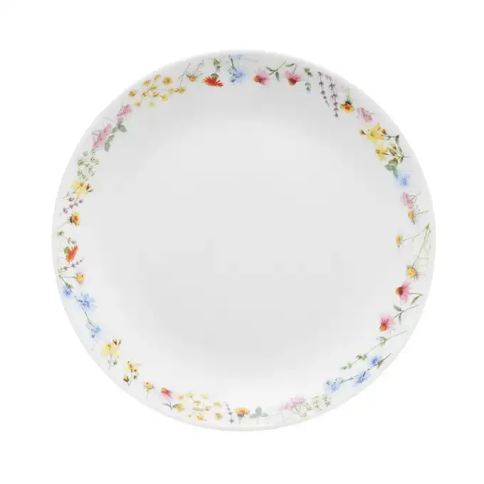 Talerz deserowy Ambition Bloom 19cm szkło opalowe z kwiatowym rantem biały – zdjęcie 1