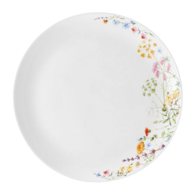 Talerz obiadowy Ambition Bloom 24cm szkło opalowe z kwiatowym zdobieniem biały – zdjęcie 1