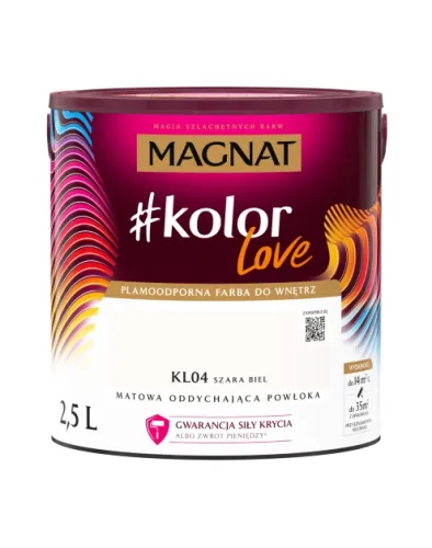Farba lateksowa Magnat #kolorLove Szara Biel 2,5L matowa plamoodporna do wnętrz