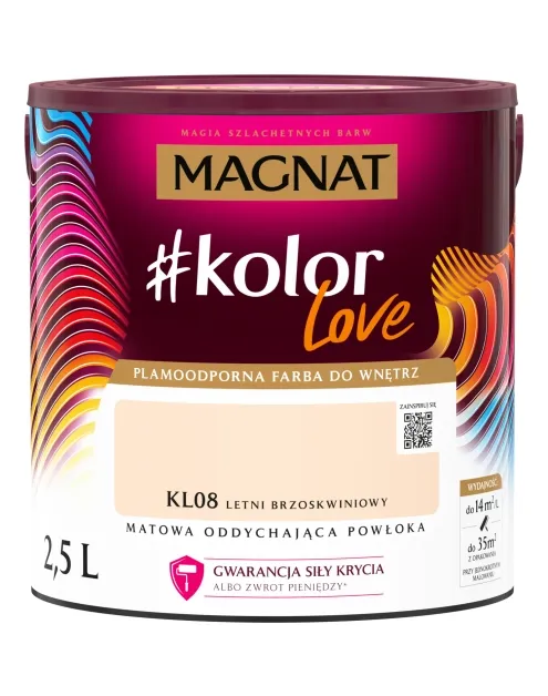Farba lateksowa Magnat #kolorLove Letni Brzoskwiniowy 2,5L matowa plamoodporna do wnętrz