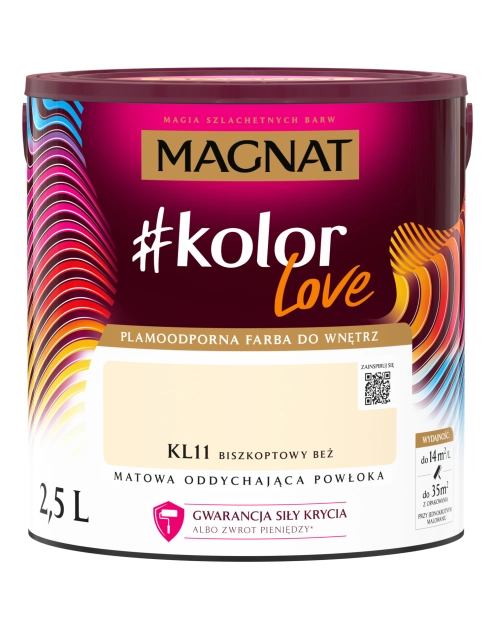 Farba lateksowa Magnat #kolorLove Biszkoptowy 2,5L matowa plamoodporna do wnętrz