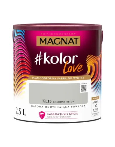 Farba lateksowa Magnat #kolorLove Chłodny Beton 2,5L matowa plamoodporna do wnętrz