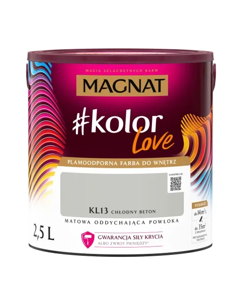 Farba lateksowa Magnat #kolorLove Chłodny Beton 2,5L matowa plamoodporna do wnętrz